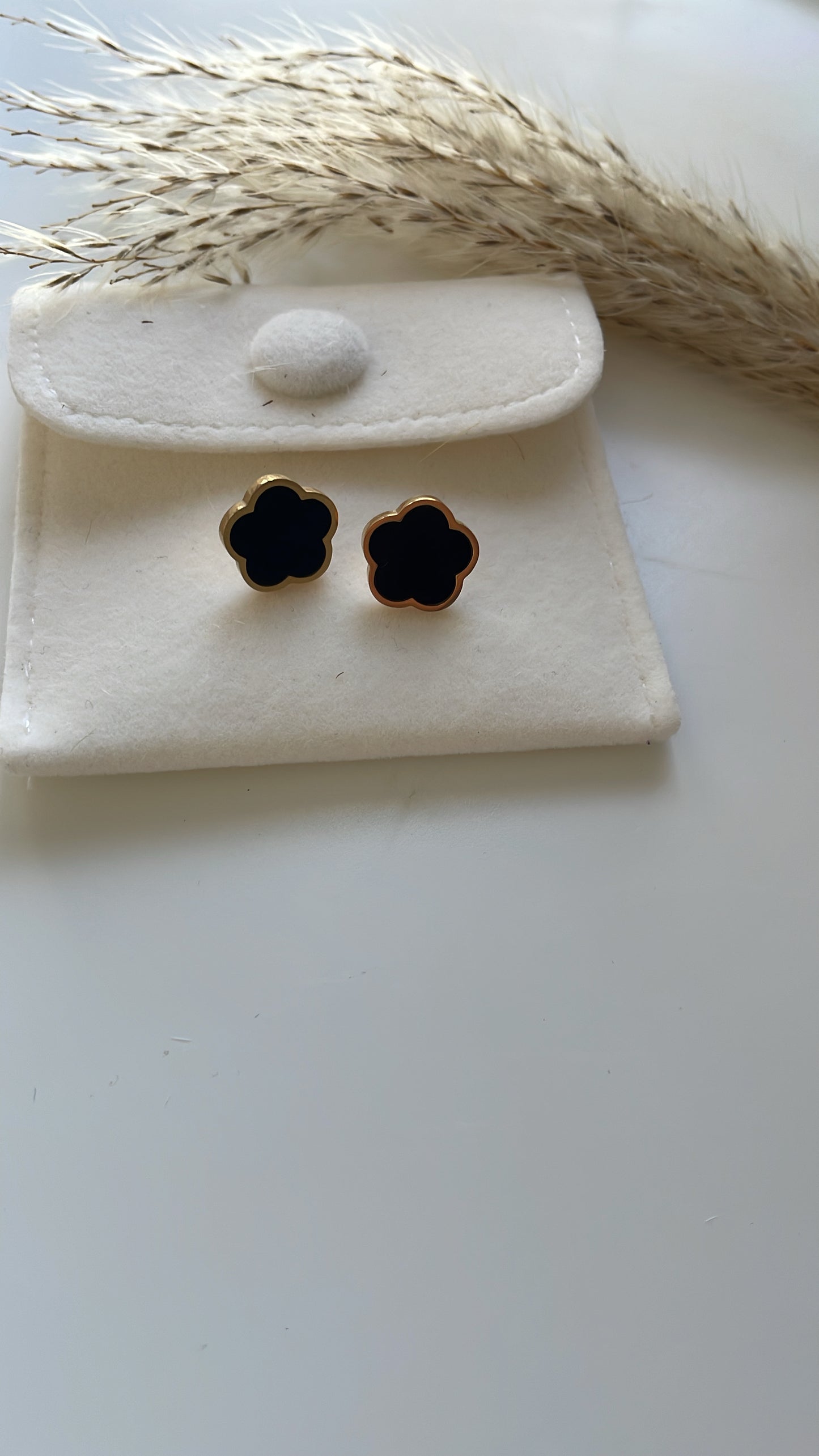 Black Floral Studs