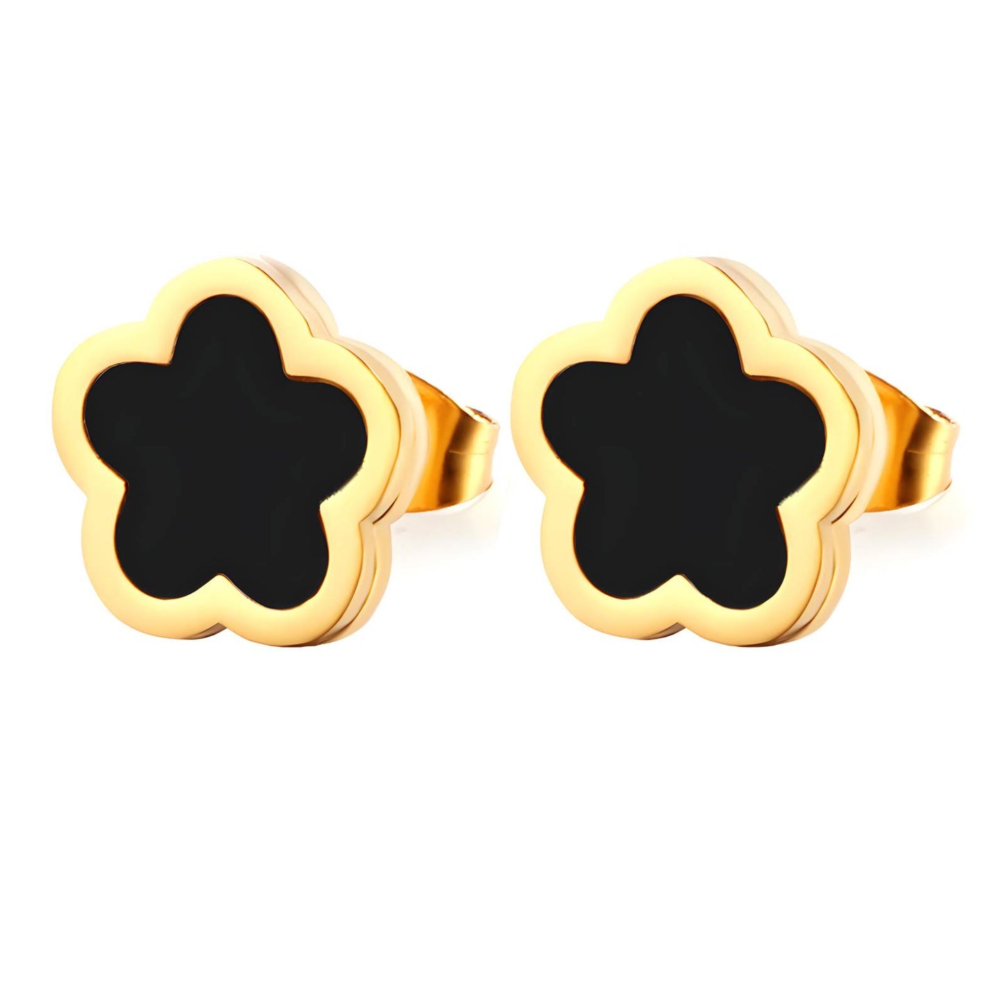 Black Floral Studs