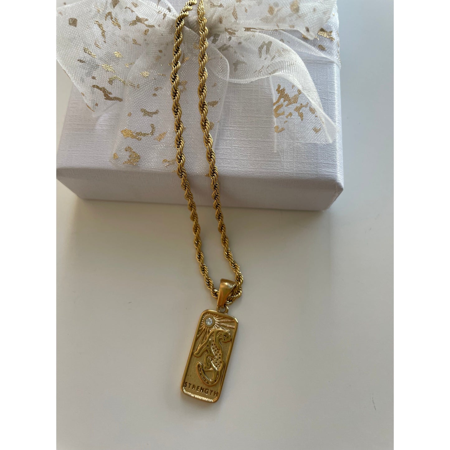 Tarot Strength Leopard Long Chain Necklace