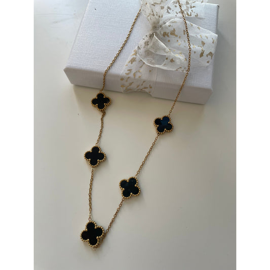 Four Leaf Clover Necklace in Black