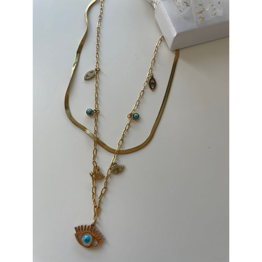 RA Blue Eye Layered Chain